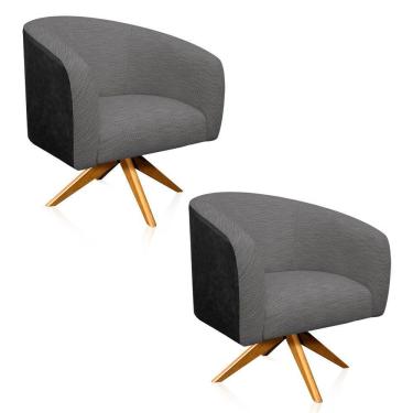 Imagem de Kit 02 Poltronas Giratória Stella Preto Cinza A26