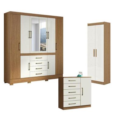 Imagem de Guarda Roupa Casal Nápole 2045149 E Armário Multiuso 2000191 E Cômoda Milão Atacama Off White - Aramóveis