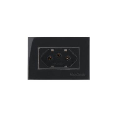 Imagem de Placa Para Móveis 65x45 Com Tomada Margirius Sleek 2p+t 10a Preto Ebony