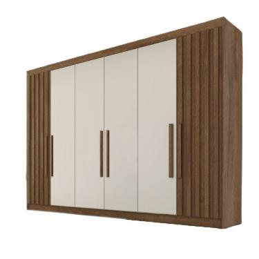 Imagem de Guarda Roupa 6 Portas 2 Ripadas Potente 100% Mdf Brauna/off White