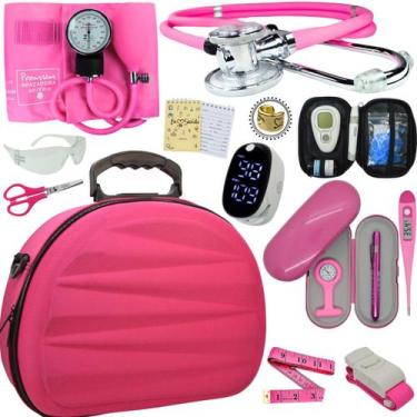 Imagem de Kit Enfermagem Maleta Super Luxo Aparelho Pressao Estetoscopio Aneroid