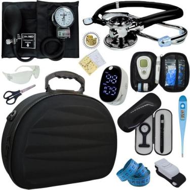 Imagem de Kit Enfermagem Maleta Super Luxo Aparelho Pressao Estetoscopio Aneroid