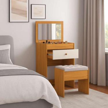 Imagem de Penteadeira Reforçada clássica Com Gaveta Acompanha Banqueta Black Fri