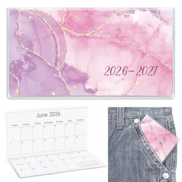 Imagem de ReliThick 17,8 cm x 16,5 cm 2026-2027 calendário de bolso para bolsa pequena agenda mensal caderno capa PVC bolso calendário bloco de notas apreciação presente presente para mulheres mãe amiga