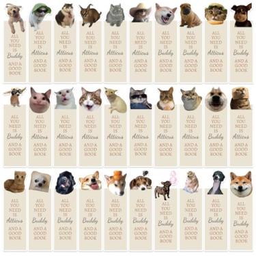 Imagem de 1 conjunto de marcadores de livro de animais, pacote com 30 marcadores de papel inspiradores com cabeças de emoji de animais fofos para leitura, diário, cadernos, faça você mesmo, A