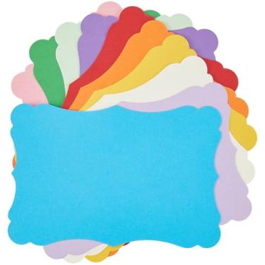 Imagem de CRASPIRE 50 peças, cartões kraft em branco, 10 cores, papel-cartão, cartão de felicitações grosso, borda floral vintage, 10 x 15 cm, marcador de página portátil para aprendizagem, índice, artes