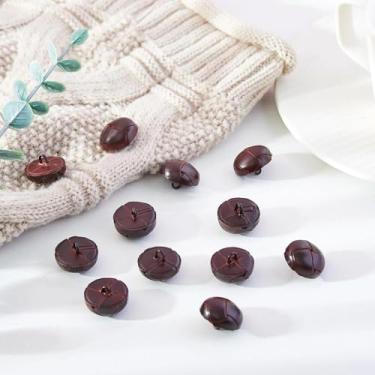 Imagem de 5 peças, marrom, 23 mm, botões de capa genuína, botões de futebol com haste costurados para roupas, casacos, casacos, suéteres, blazers, jeans, artesanato, outono, acessórios de costura