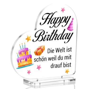 Imagem de Sinal de feliz aniversário, presentes para mulheres, placa de coração de acrílico, presentes de lembrança de aniversário para amigos, mãe, namorada, irmã