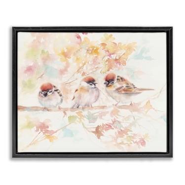 Imagem de Stupell Industries Trio of Birds on Watercolor Branch Gray Framed Floater Canvas Wall Art, design by Cady Driver, 25 x 31