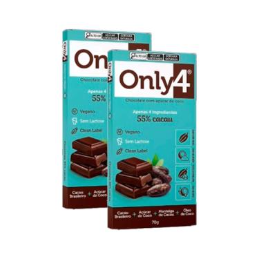 Imagem de Kit 2X: Chocolate 55% Cacau Sem Lactose Vegano Only4 70g