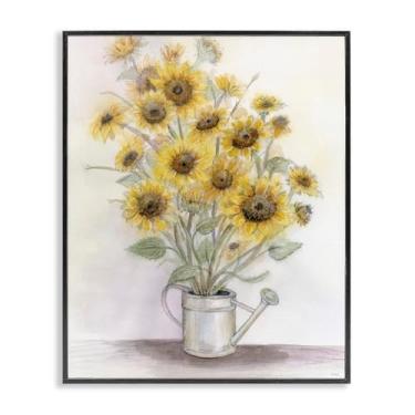 Imagem de Stupell Industries Girassóis em regador arte giclée emoldurada branca, design de Patti Bishop, 76 x 61 cm