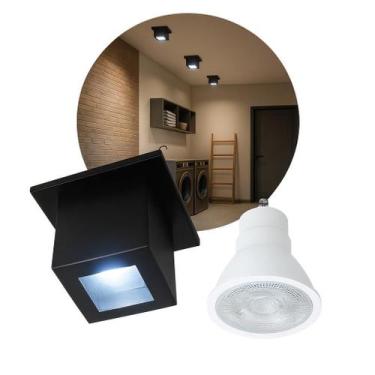 Imagem de Plafon Box Lexy Sobrepor Luminária Teto 1 Facho Gu10 Externo + LED MR1