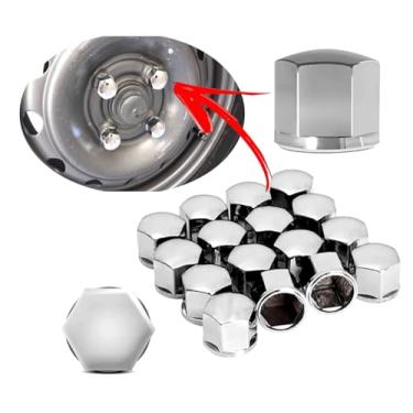 Imagem de Kit Capa Tampa Parafuso Da Roda Cromada 17mm Universal 16 Peças