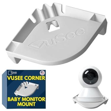 Imagem de VuSee Prateleira de canto para monitor de bebê - Segura com segurança para monitores de bebê e suporte de câmera interna - compatível com a maioria dos monitores de bebê - Suporte de parede para