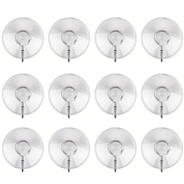 Imagem de 12 ganchos transparentes com ventosa, ganchos de plástico para luz de Natal para chuveiro de janela de vidro
