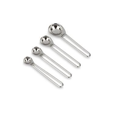 Imagem de Conjunto medidor colher Brinox 4 peças - inox - para receitas que precisam exatidão Inox