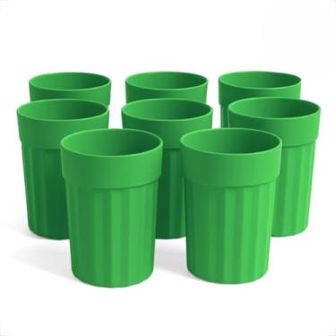 Imagem de Kit 10 Copos Plásticos 350ML Multicoloridos Resistentes Para Festas Eventos Escolares Creches(Verde)