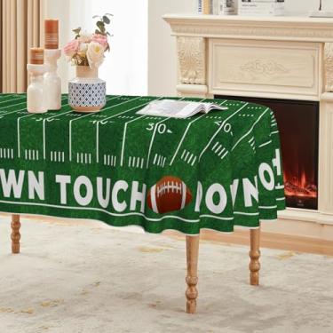 Imagem de Horaldaily Toalha de mesa de futebol de 152 x 213 cm, oval, lavável no campo de futebol, para decoração de festa, piquenique, jantar