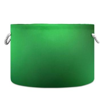 Imagem de JUZIHAI Cesta de armazenamento dobrável verde para bebê, cesto de roupa suja, cobertor com alças de corda de algodão, caixa de brinquedos dobrável, organizador de armário para quarto, berçário, casa