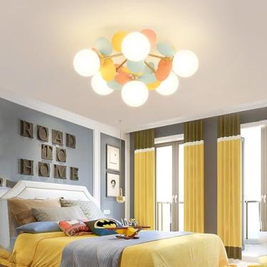 Imagem de Lustre Sputnik com 8 Globos de Vidro G9, Acabamento Dourado Fosco, Estilo Meados do Século XX, Luminária de Teto Ajustável, Pendente Vintage para Sala de Jantar, Cozinha, Quarto e Casa de Ca