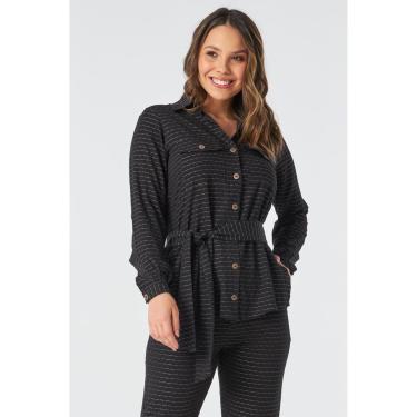 Imagem de Camisa PKS Manga Longa Com Bolsos Preta-P-Feminino