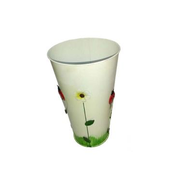 Imagem de Vaso Balde Metal Enfeite Jardim Quintal Varanda Joaninha
