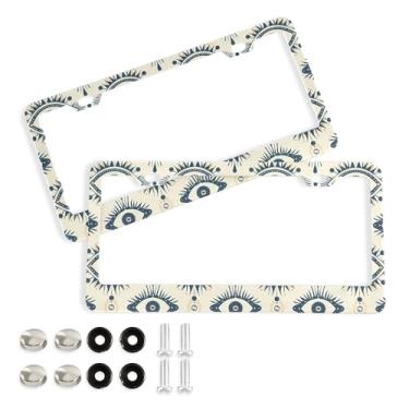 Imagem de SEHANY Molduras para placa de carro que tudo vêem, moldura de placa de carro de alumínio à prova de ferrugem com furos e parafusos elípticos serve para acessórios de carro de tamanho padrão de