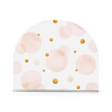 Imagem de Porta-guardanapos de mesa de bolinhas rosa claro aquarela, conjunto de 2, porta-guardanapos de acrílico para banheiro, porta-guardanapos de almoço