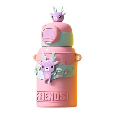 Imagem de Kit 3 Garrafa Infantil Térmica Aço com Canudo Alça Bolsa