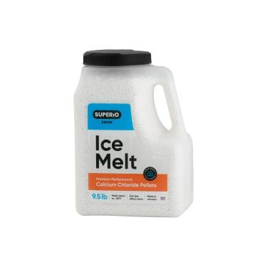 Imagem de Superio Cloreto de cálcio derretimento de gelo seguro para animais de estimação gelo derretimento sal derretido pellets calor para neve e gelo em concreto ou garagem (4 kg JUG)
