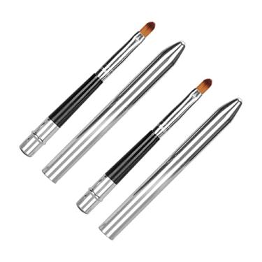 Imagem de Generic Escova Labial Estendida, Fácil Limpeza, Compacta para Maquiagem Diária, Material de Alumínio, 2 Peças, Escova Labial para Salão de Beleza Profissional