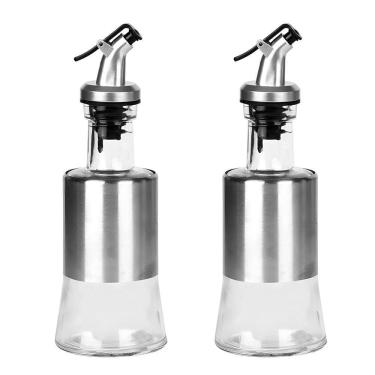 Imagem de Kit 2 Galheteiro Porta Azeite De 200Ml Vidro E Aço Inox