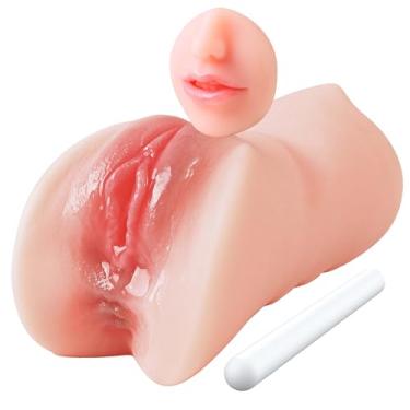 Imagem de Bonecas sexuais masturbadoras masculinas de buceta de bolso 3 em 1, bonecas sexuais de brinquedo de Stroker de bolso masculinas, boca texturizada realista, vagina e ânus apertado, garganta profunda, brinquedos sexuais adultos orais para homens, masturbação (Pele clara)