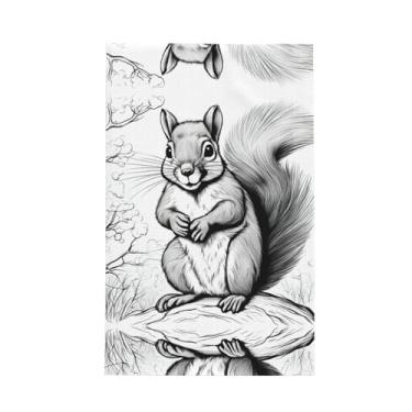 Imagem de XLLingL Toalhas de cozinha com estampa de esquilo de desenho animado, panos de prato de microfibra, para decoração e limpeza de cozinha - 1 peça