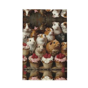 Imagem de XLLingL Toalhas de cozinha com estampa de porquinhos-da-índia e cupcakes, panos de prato de microfibra, para decoração e limpeza de cozinha - 1 peça