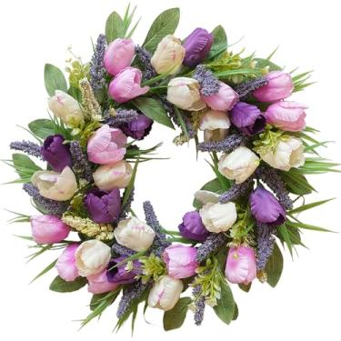 Imagem de Guirlanda de flores de porta de mola roxa