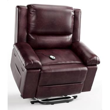 Imagem de GarveeHome Espreguiçadeira elétrica - Calor e massagem em couro sintético, para idosos e pessoas com mobilidade reduzida, encosto e pernas ajustáveis, cadeira elevatória