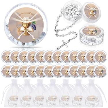 Imagem de Tondiamo 24 peças de rosários perfumados de primeira comunhão para presentes de batismo, presente memorial de primeira comunhão para convidados, meninos, meninas, eventos religiosos, lembrancinha de