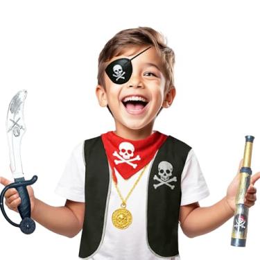 Imagem de Fantasia Infantil Pirata 6 Produtos - Tamanho Único 3 a 7 anos