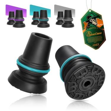 Imagem de BeneCane Pacote com 2 pontas de cana de substituição de 9,5 cm, bases de borracha antiderrapantes resistentes, ajuste universal para bengalas e muletas, almofadas para pés para todos os terrenos
