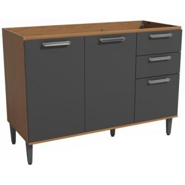 Imagem de Balcão de Pia Kappesberg T722 2 Portas 3 Gavetas MDP 120cm, CANELA/GRA