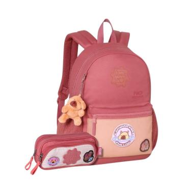 Imagem de Mochila Escolar Costas Estojo Duplo Capivara Meninas Juvenil