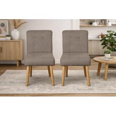 Imagem de Kit 02 Cadeiras Jantar Luna Suede Capuccino para Quarto Sala salão rec