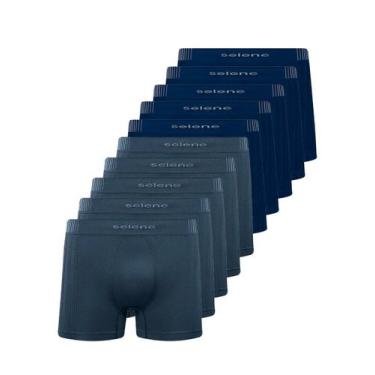 Imagem de Kit com 10 Cuecas Boxer Selene 11070-002//440 Colorido, Azul marinho, 