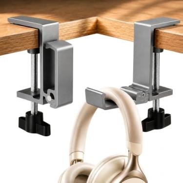 Imagem de Headphone Stand, Foldable Headset Hanger - Removable Headphone Holder Hook Mount, Adjustable PC Gaming Headset Stand Holder Clip Under Desk Clamp for Airpods Max, HyperX, Sennheiser