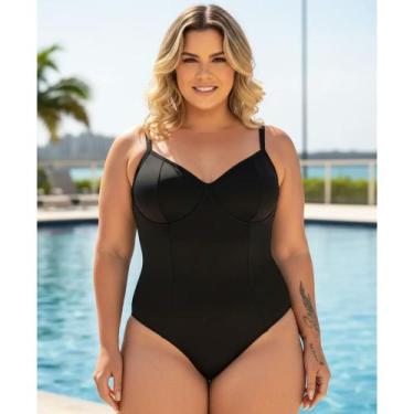 Imagem de Maiô Plus Size, Bojo Meia Taça, Preto, Tam. 48 - Banho De Mar, 48