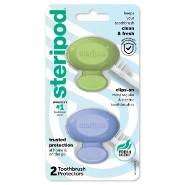 Imagem de Protetor de escova de dentes Steripod Clip-On 2 unidades verde e azul