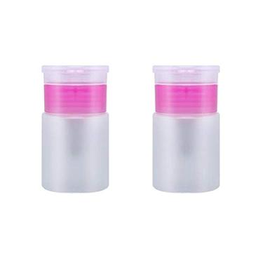 Imagem de 2 unidades de 60 ml dispensador de bomba de polaina para remoção de unhas, dispensador de garrafas vazio com tampa flip top para remoção de unhas, organizador de maquiagem, garrafa de viagem rosa