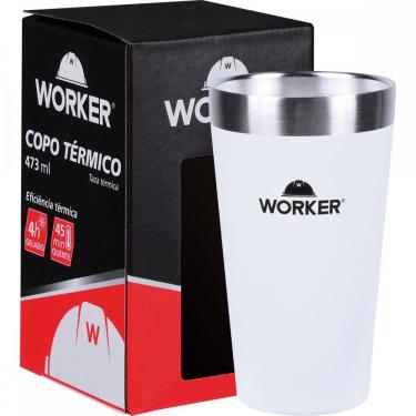 Imagem de Copo Térmico Em Aço Inoxidável Branco 473ml Worker - 247137