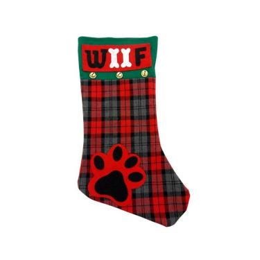 Imagem de Meia Xadrez Natal Pet Patinhas Guizo 46cm - Magizi